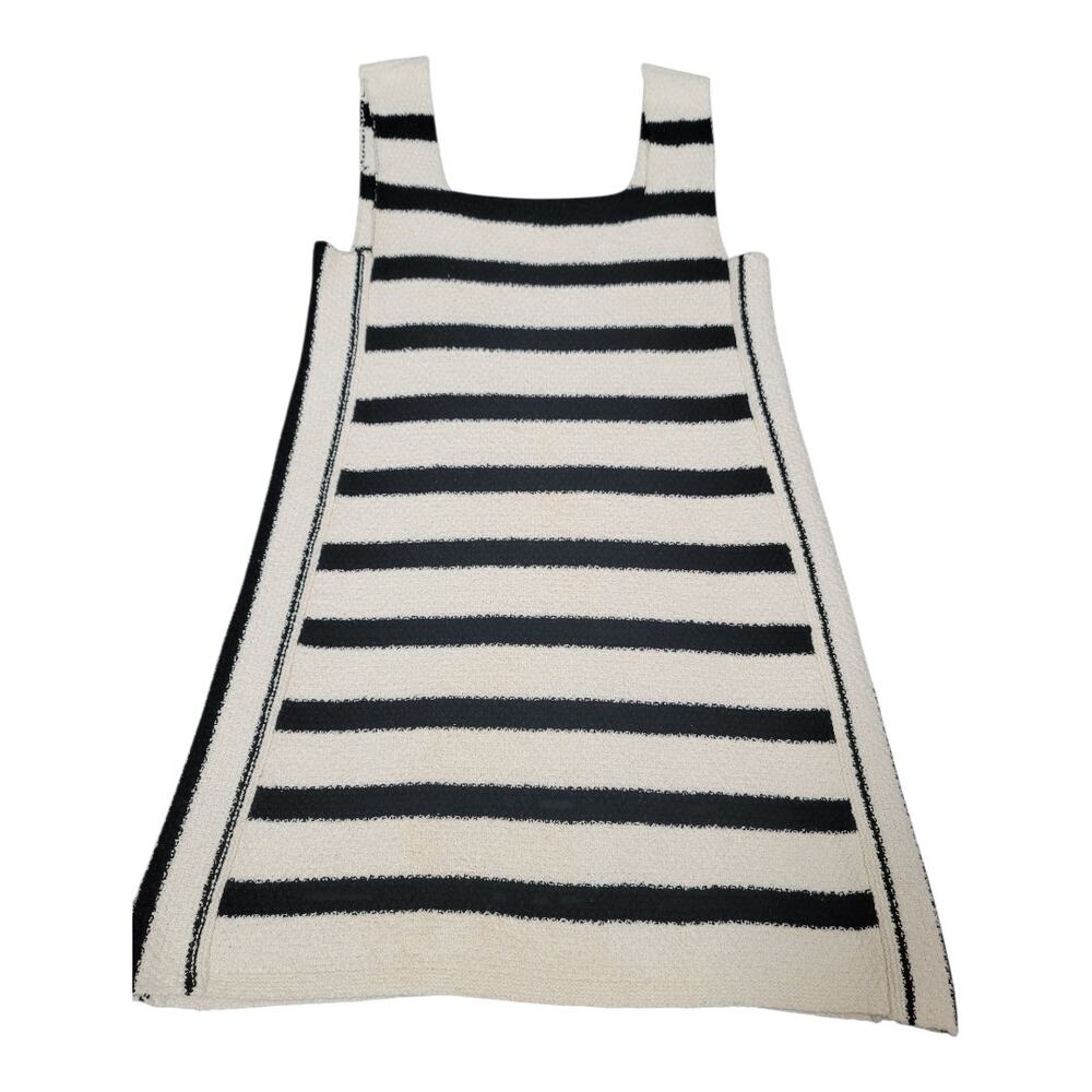 Zara Black and White Short Dress Knitted Sleeveless Square Neck Women's Medium